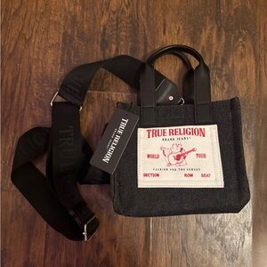 True Religion Black and White Tote Bag